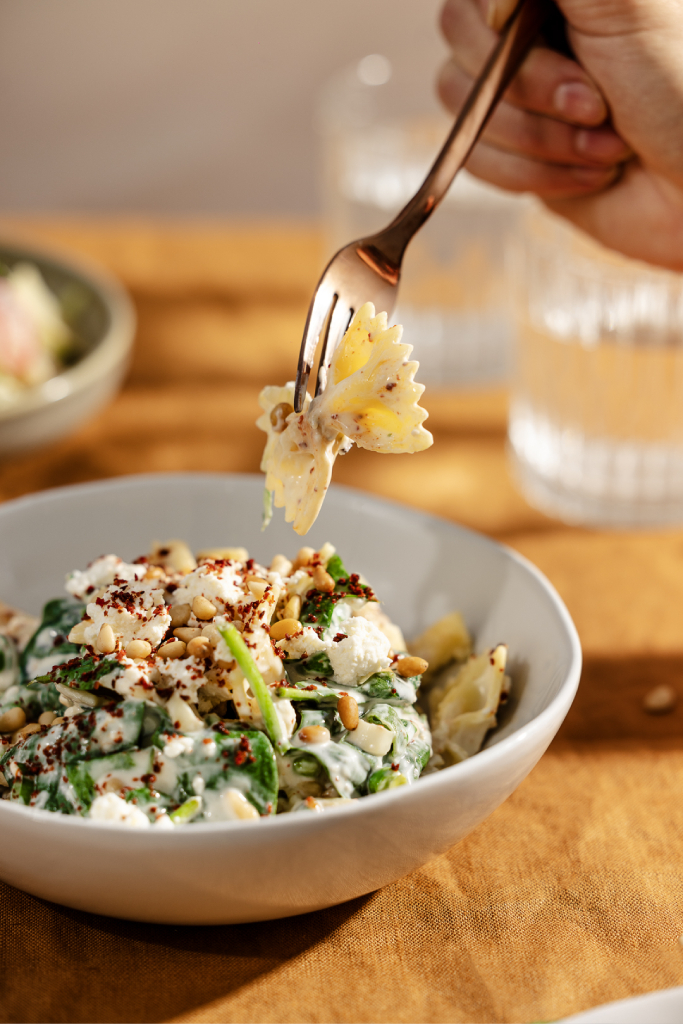 LaManna Canteen Pasta Salad with pasta in fork
