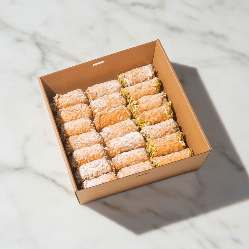 Mini Ricotta Cannoli in 21-piece cannoli box from LaManna Essendon Fields