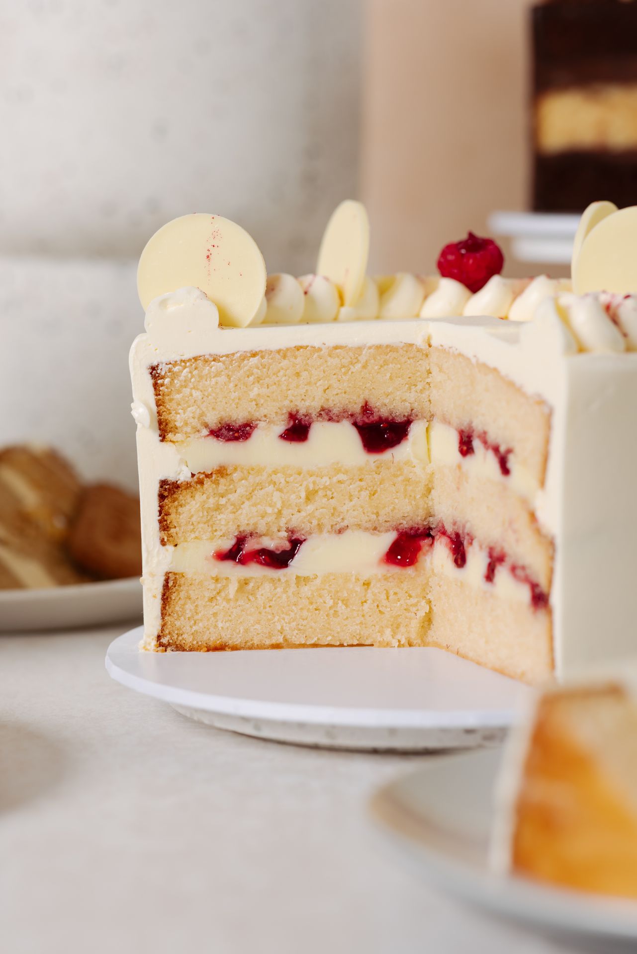 white chocolate raspberry mud cake