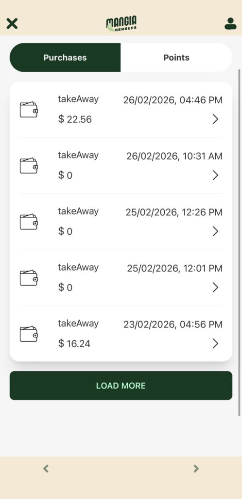 mangia members purchase screenshot