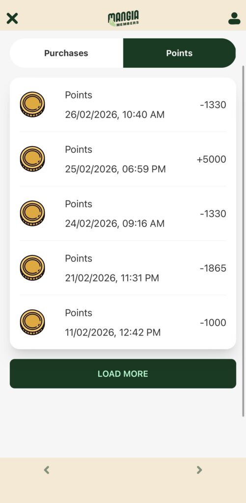 mangia members purchase screenshot