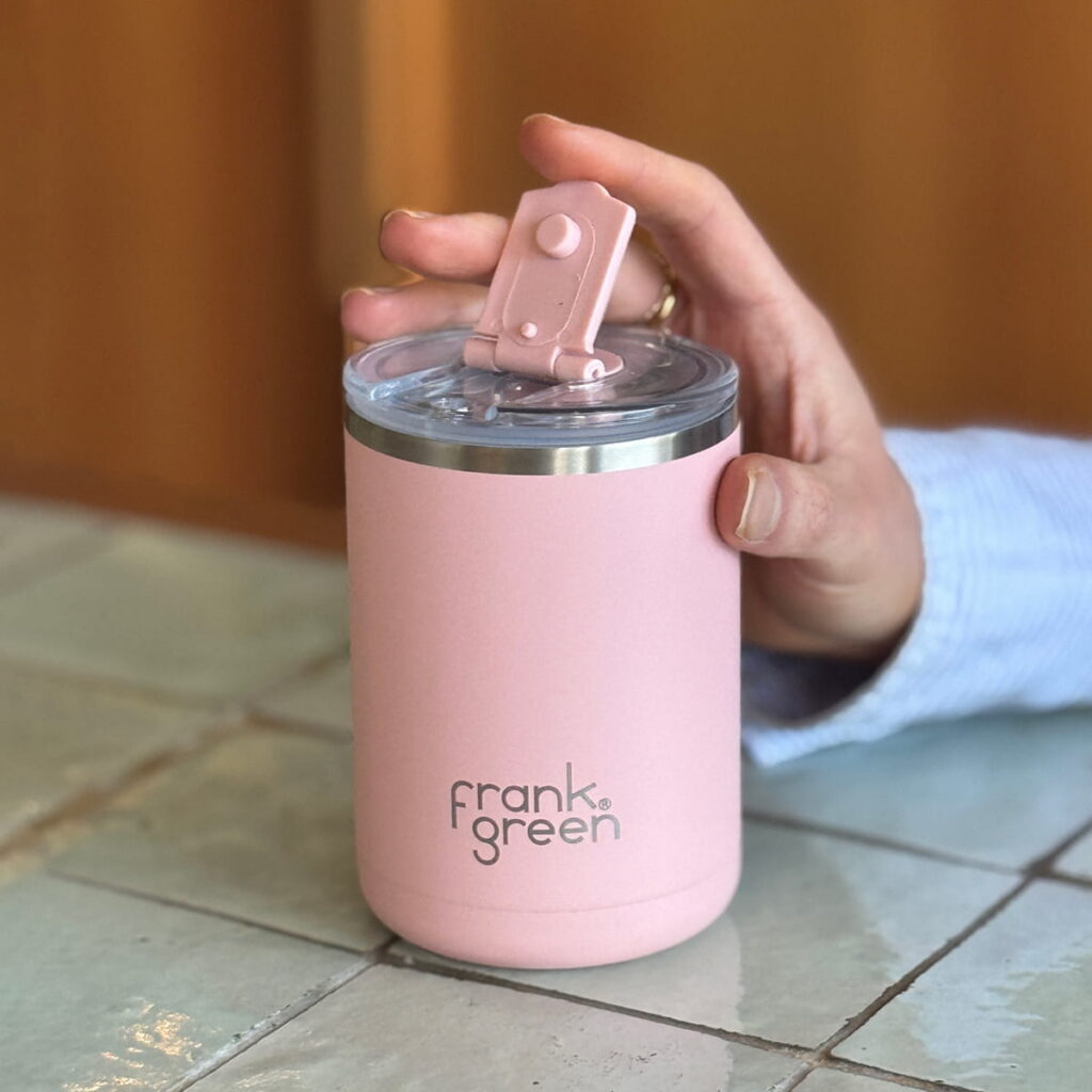 frank green pink bottle with hinge lid