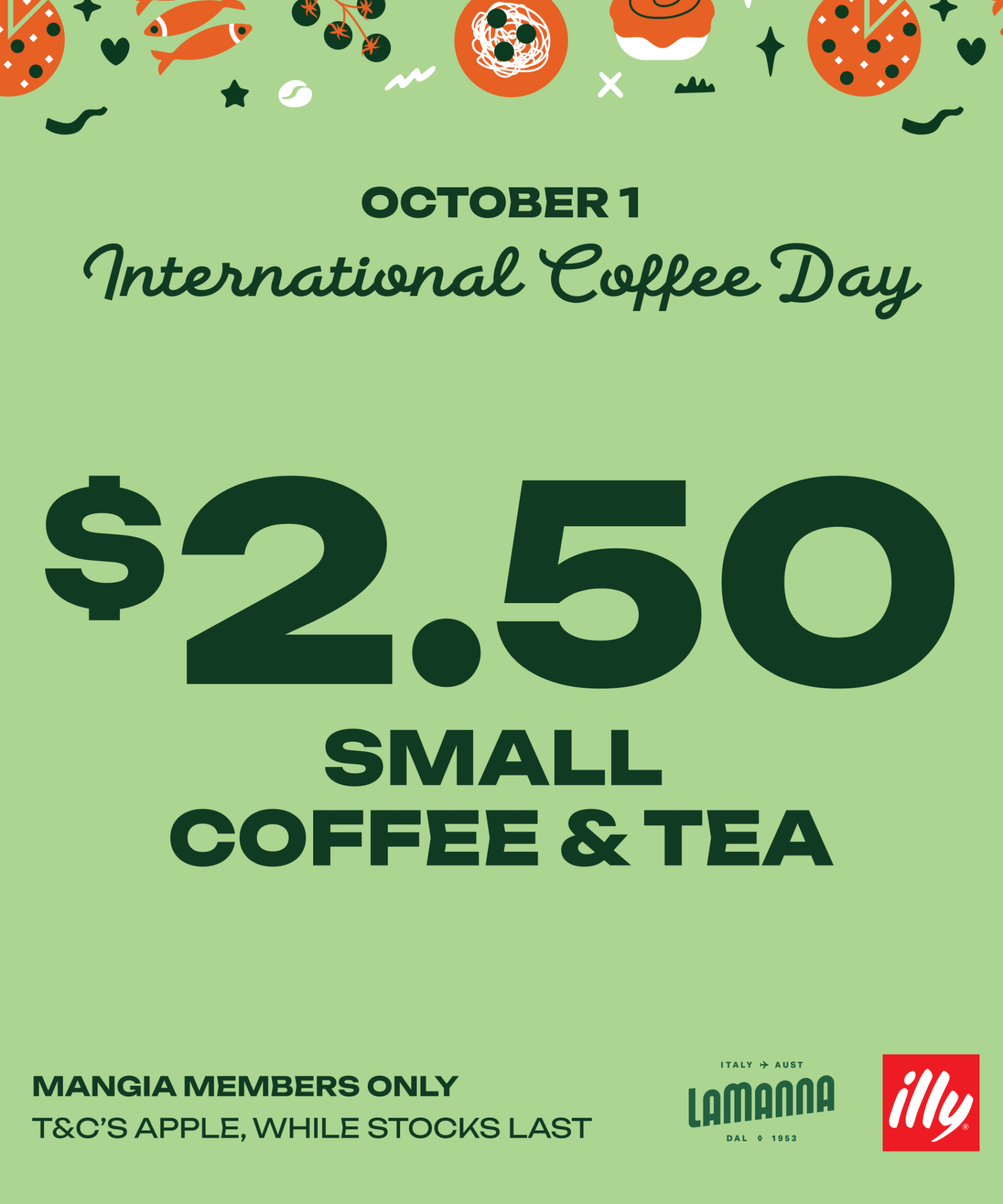 small coffee and tea $2.50