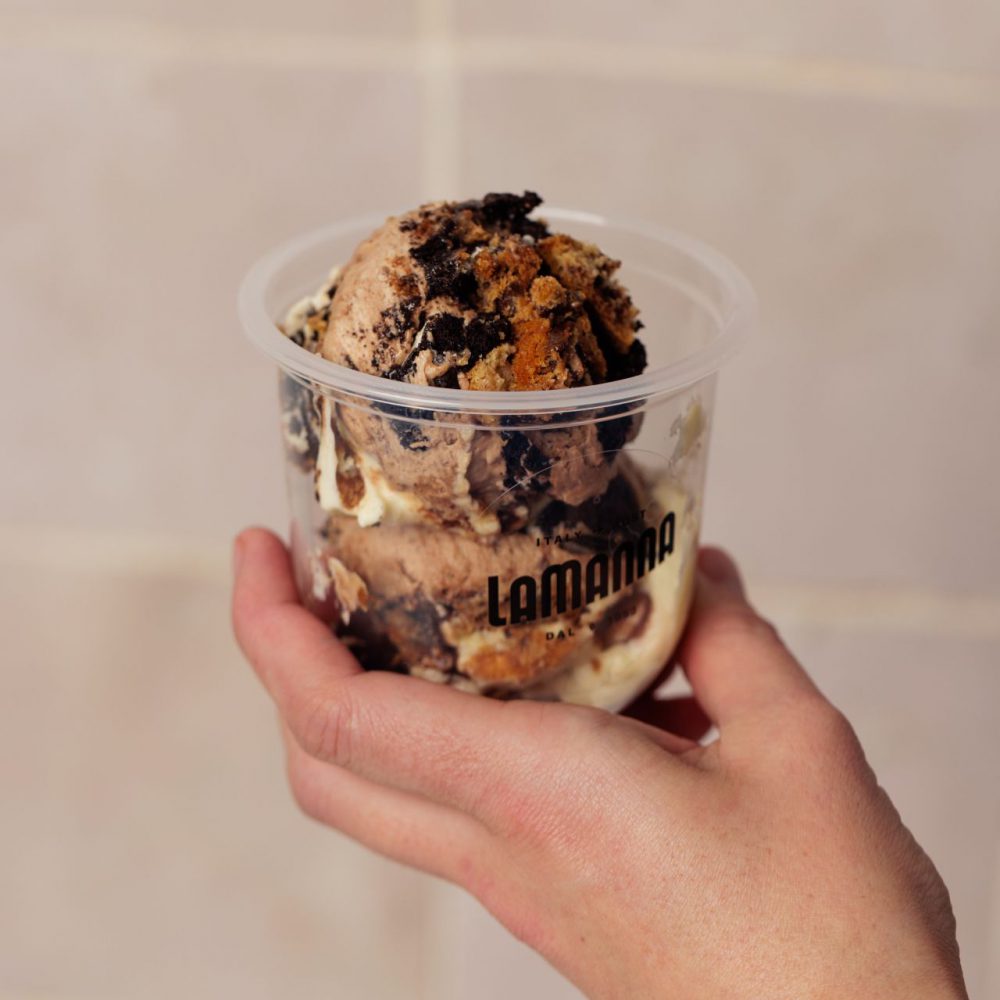 lamanna pudding in container apple crumble